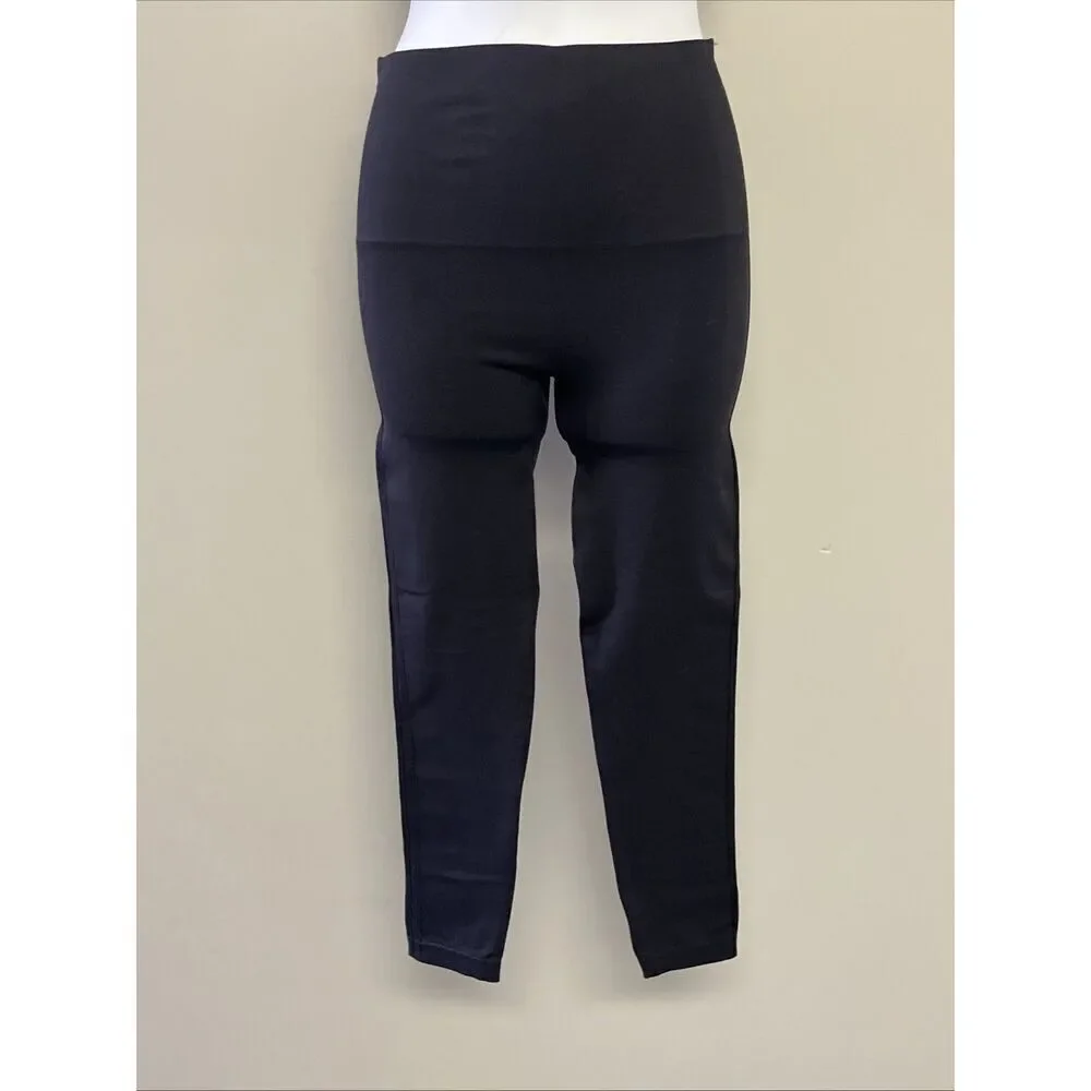 SPANX Women’s Solid Black High Rise Pull-on Textured Cropped Leggings- Medium
